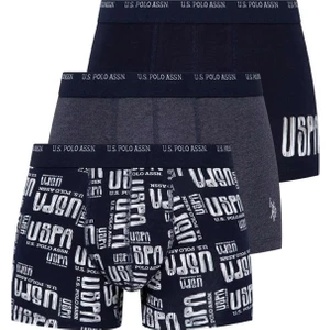 U.S. Polo Assn. 3'lü Pamuklu ve Likralı Erkek Boxer Uspa Yazı Baskılı Likralı Erkek Boxer