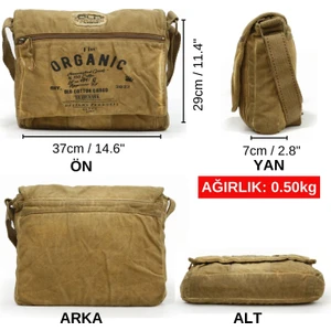 Old Cotton Cargo 8128 Mulater Salaş Kanvas Omuz Postacı Laptop Okul Seyahat Günlük Outdoor Vintage Yıkamalı Pamuk Kumaş Çanta