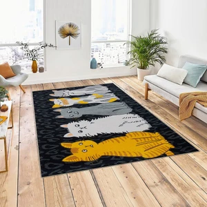 Dekoratif Pamuklu Dokuma Taban Modern Yıkanabilir Leke Tutmaz Ince Makine Dokuması Halı