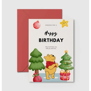 Kartpostal - Tebrik Kartı & Zarf Winnie The Pooh Doğumgünü Happy Birthday Doğum Günü