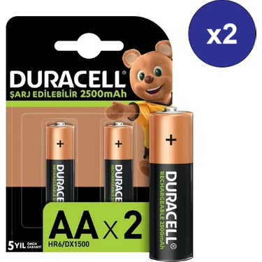 Duracell Şarj Edilebilir AA Kalem Pil 2500 Mah 4'Lü