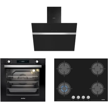 Simfer 8 Fonksiyon 80 Lt Xxl Siyah Multi Turbo Dijital Ankastre Set (Fırın + Ocak +