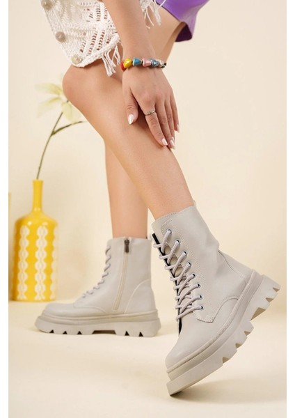 Kadın Kaymaz Tabanlı Yandan Fermuarlı Gri Cilt Bot fırsatları