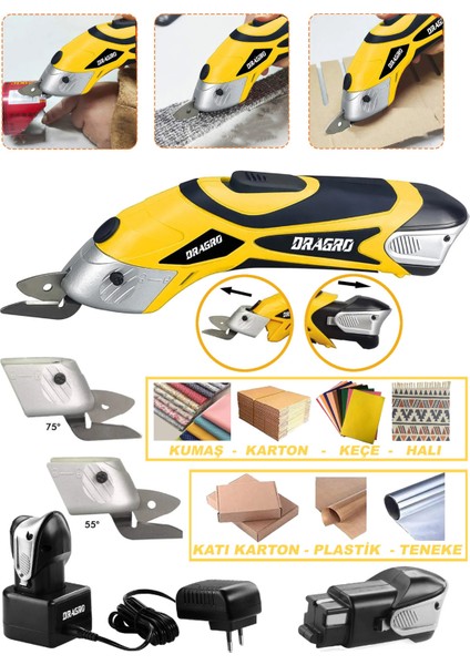 Alman 18 V Şarjli Çift Akülü Tekstil Kumaş Kesme Deri Kağıt Makasi Çok Amaçlı Makas 008