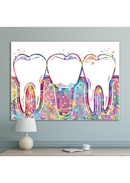 Diş Hekimlerine Hastanelere Özel Diş Temalı Kanvas Tablo