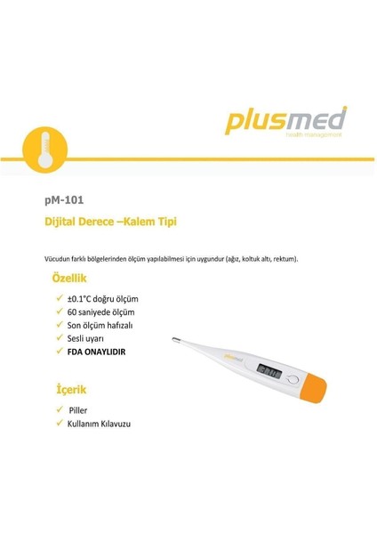 Pm 101 Dijital Koltuk Altı Beden Derecesi (Thermometer) 6 Adet (Kutuda 6 Adet) Pm 101 Beden