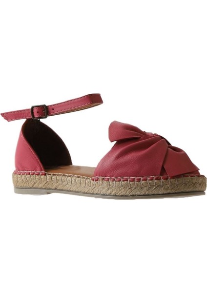 Fuşya Deri Kadın Espadril Sandalet modelleri