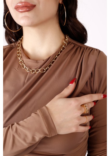 Kadın Önü Çapraz Detaylı Crop Bluz