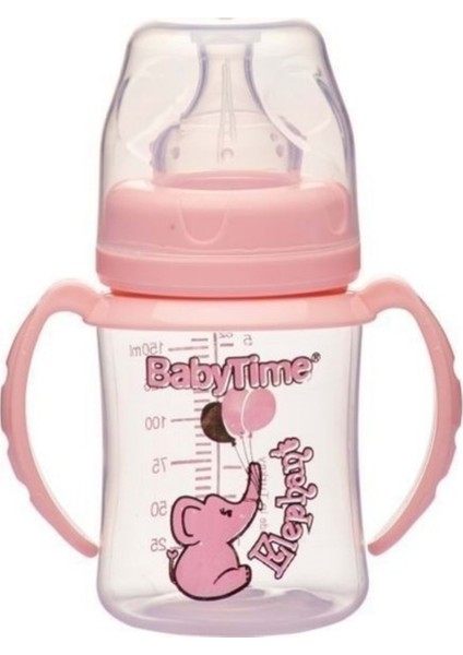 Babytime BT077 Silikon Uçlu Geniş Ağızlı Biberon 250ML - Pembe