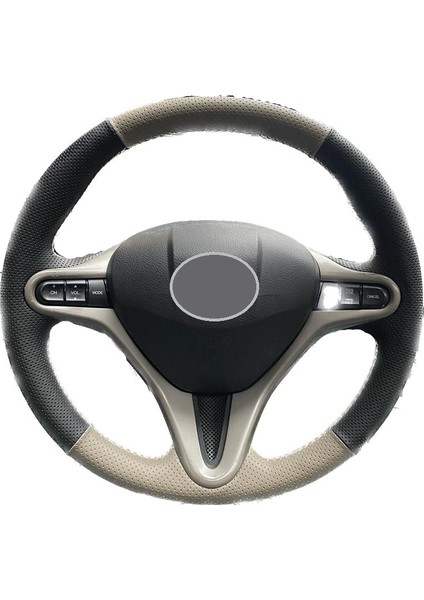 Honda Civic Fd6 Derisi Sökülmeden Yapılmaya Uygun Araca Özeltam Uyumlu Spor Bej Kombin Bej Dikiş Direksiyon Kılıfı