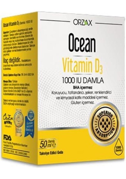 Ocean Ocean Vitamin D3 1000 Iu Damla 50ML