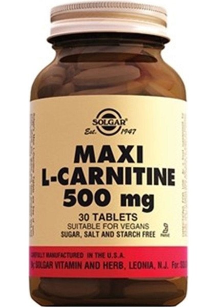 Maxi L-Carnitine 500 Mg 30 Tablet