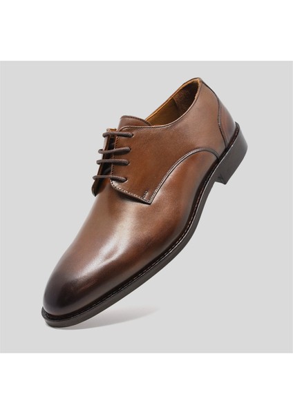 Derby Hakiki Deri Erkek Klasik Ayakkabı Taba 9752