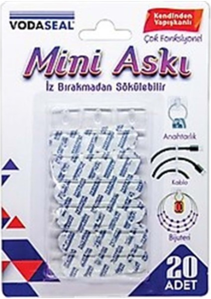 MN01 Şeffaf 20'li Iz Bırakmayan Sökülebilir Yapışkanlı Mini Askı Askı
