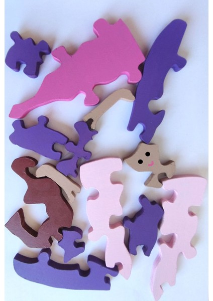 Mor Elbiseli Prenses Ahşap Puzzle Yapboz