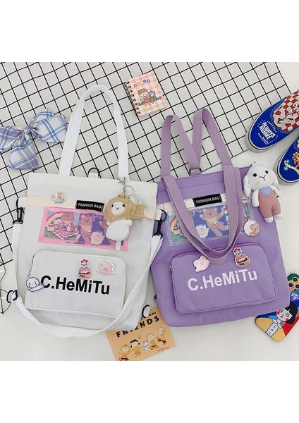 Tuval Kız Çapraz Büyük Kapasiteli Omuz Çantası (Yurt Dışından) fiyatları