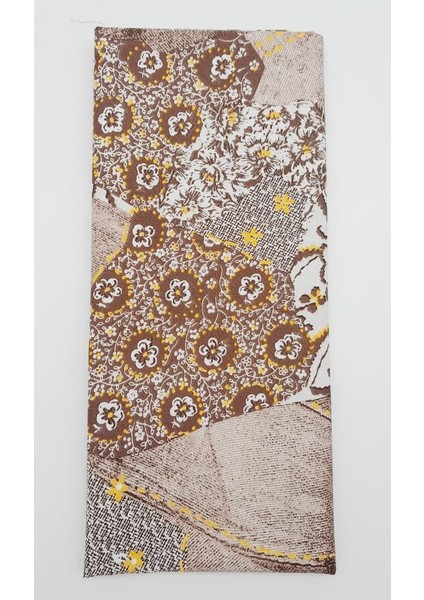 120X50 cm Kahverengi Pamuklu Astarlık Kumaş Çiçek Desenli