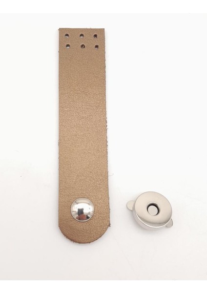 Bakır Renk Tek Kat Deri Kapak 10.5x2.5 cm Gümüş Metal