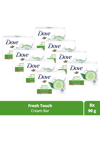 Beauty Cream Bar Katı Güzellik Sabunu Fresh Touch Nemlendirici Etkili 90 G X8 Adet