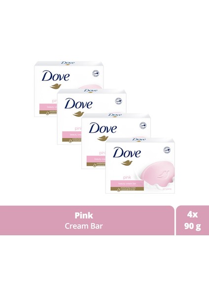Beauty Cream Bar Katı Güzellik Sabunu Pink Nemlendirici Etkili 90 G X4 Adet
