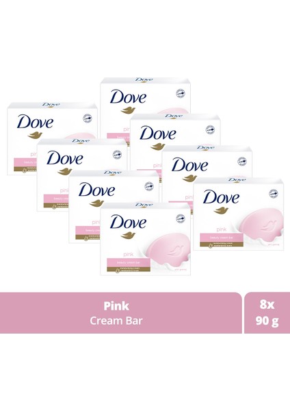 Beauty Cream Bar Katı Güzellik Sabunu Pink Nemlendirici Etkili 90 G X8 Adet