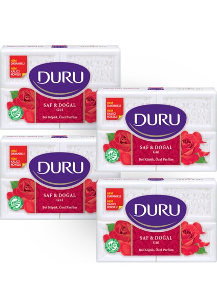 Saf & Doğal Kaynaklı Gül 16 Adet Beyaz Kalıp Sabun 4X600GR