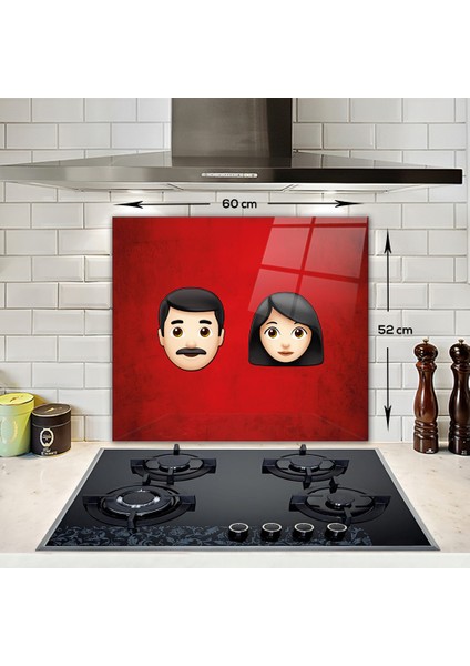 Emoji Ailesi | Kadın & Erkek | Cam Ocak Arkası Koruyucu | fiyatları