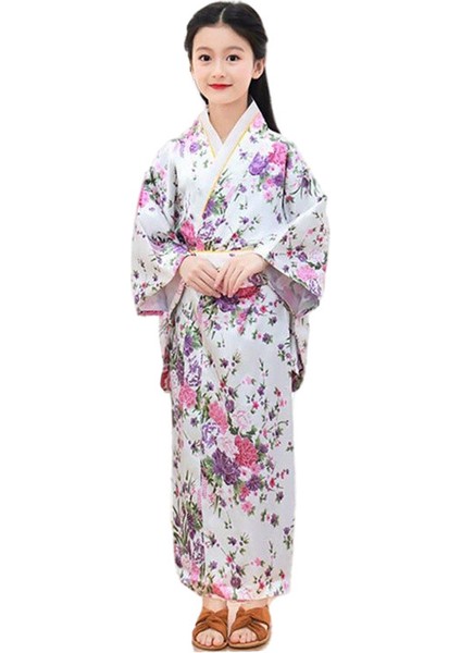 Kız Çocuk Geleneksel Yukata Elbise Kimono (Yurt Dışından)