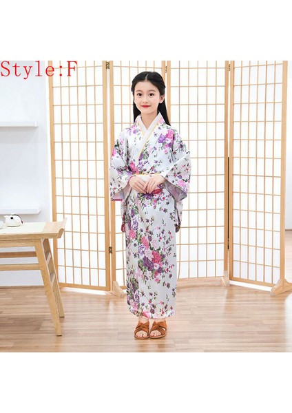 Kız Çocuk Geleneksel Yukata Elbise Kimono (Yurt Dışından)