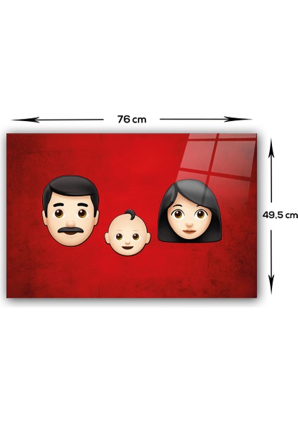 Emoji Ailesi | Anne & Baba & Çocuk | Cam Ocak Arkası | modelleri