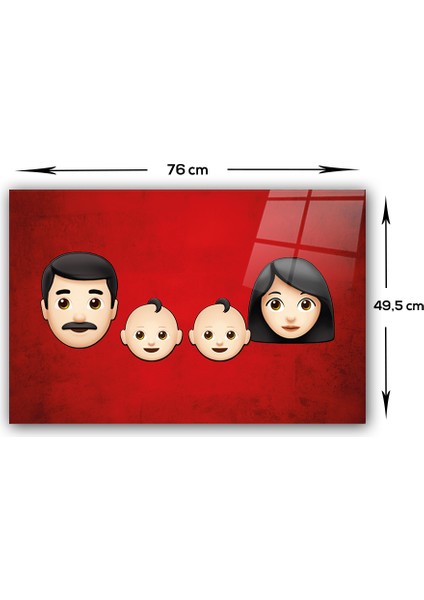 Emoji Ailesi | Anne & Baba & Çocuklar | Cam Ocak Arkası Koruyucu | modelleri