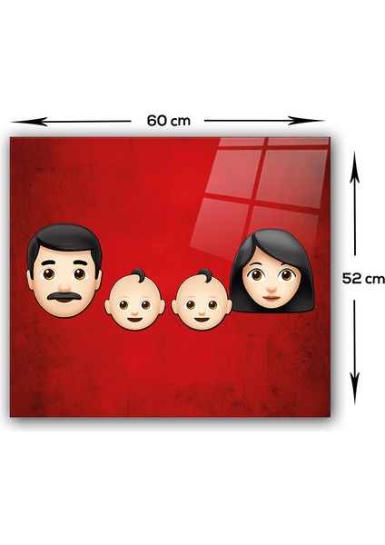 Emoji Ailesi | Anne & Baba & Çocuklar | Cam Ocak Arkası Koruyucu | modelleri