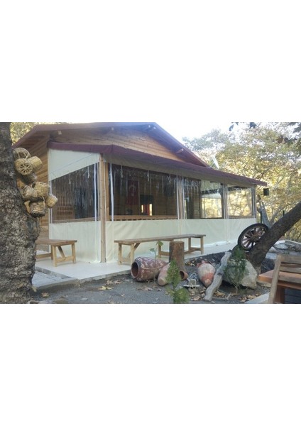 140 cm x 270 cm Şeffaf Branda Perde Kış Bahçesi Ortası Şeffaf Kenarları Branda Perde Fermuarlı