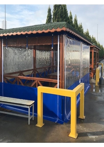 200 cm x 270 cm Şeffaf Perde Branda Ortası Şeffaf Kenarları Branda Kış Bahçe Perdesi Fermuarlı Tokalı