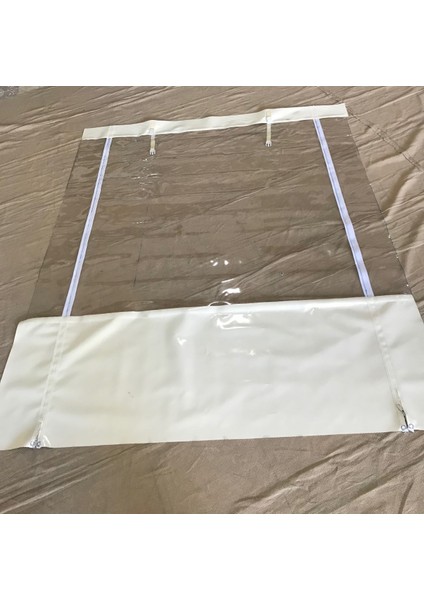 200 cm x 270 cm Şeffaf Perde Branda Ortası Şeffaf Kenarları Branda Kış Bahçe Perdesi Fermuarlı Tokalı