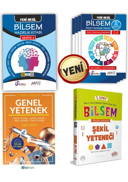 Analiz Yayınları 3.Sınıf Bilsem Hazırlık Bilsem Deneme Seti Bilsem Şekil Yeteneği Bilsem Genel Yetenek Full Set