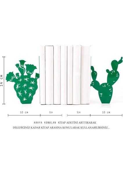 Kaktüs Kitap Tutucu Metal 2'li Takım