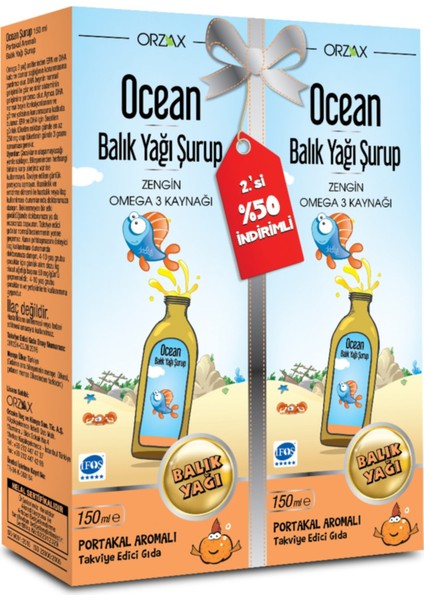 Ocean Balık Yağı Şurup Portakal 150ML 150ML 2.si %50