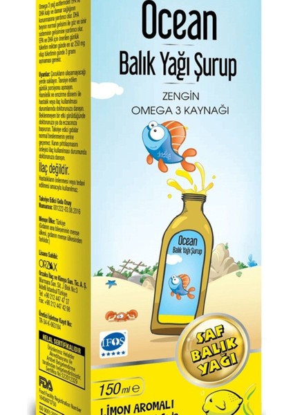 Ocean Ocean Şurup Limon Fish Oil Limon Aromalı Balık Yağı 150 ml