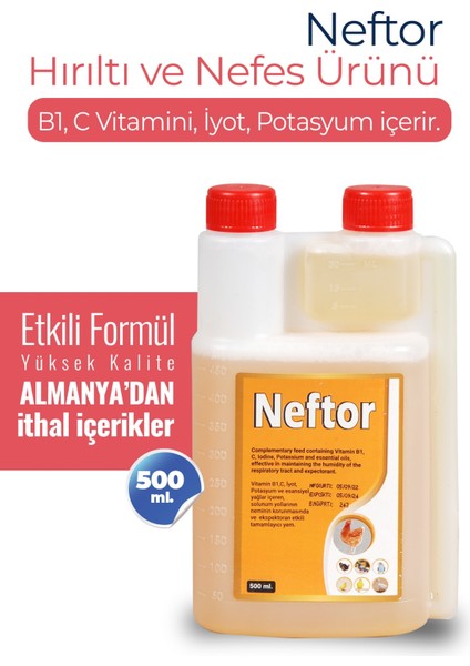 Neftor Kuşlar Için Hırıltı Nefes ve Solunum Ürünü 500 ml Orjinal