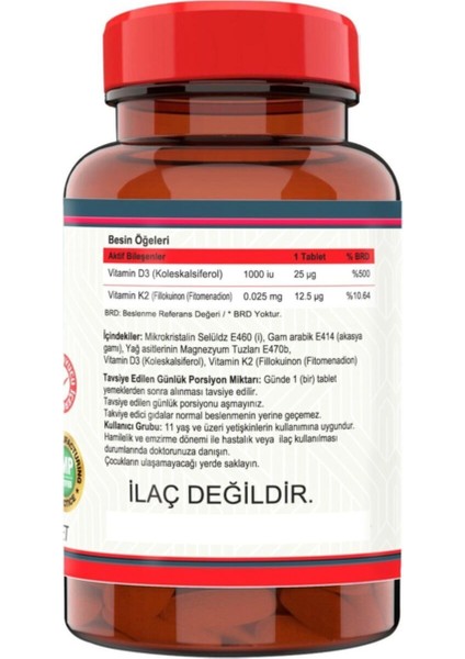 Vitamin D3-K2 120 Tablet 2 Kutu fiyatları