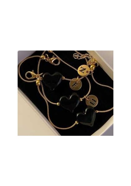 Bileklik Murano Kalp Siyah