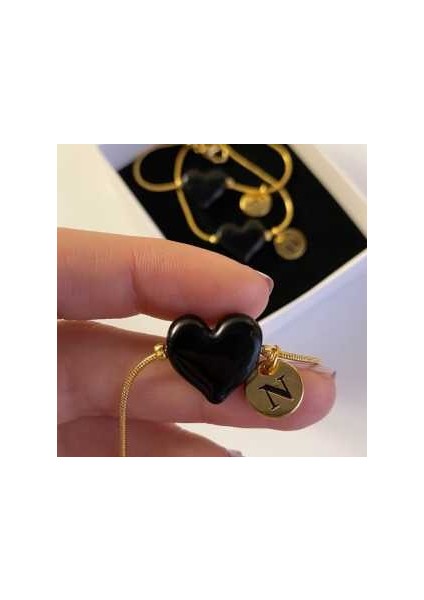 Bileklik Murano Kalp Siyah modelleri