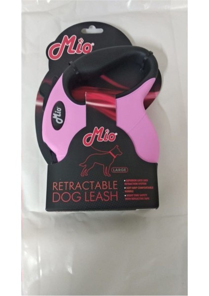 Otomatik Köpek Gezdirme Tasması 5 Metre / 50 kg L Pembe