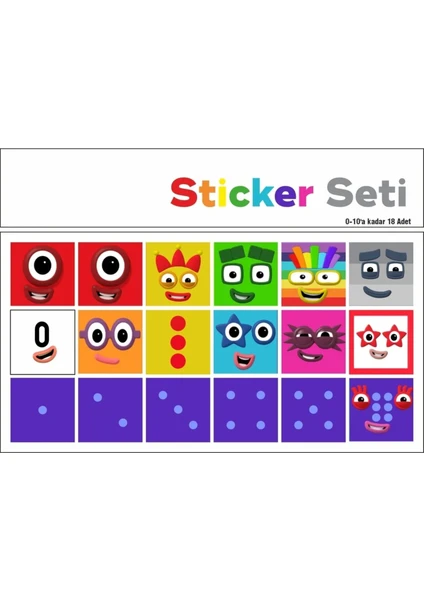 Number Blocks Matematik Eğitici Birim Küp Snapcubes /0-10 Sticker 18 Pcs