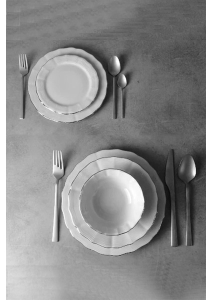 Wavy Platin 60 Parça 12 Kişilik Yemek Takımı