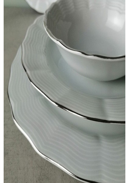 Wavy Platin 60 Parça 12 Kişilik Yemek Takımı