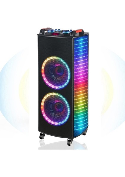 Taşınabilir 10 Inç 60W Tekerli Rgb Işıklı Bluetooth Mikrofonlu Hoparlör NDR-A1010S