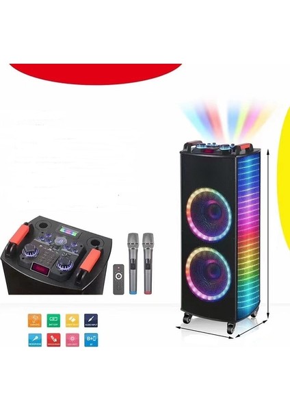 Taşınabilir 10 Inç 60W Tekerli Rgb Işıklı Bluetooth Mikrofonlu Hoparlör NDR-A1010S