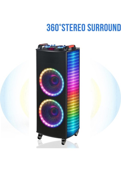 Taşınabilir 10 Inç 60W Tekerli Rgb Işıklı Bluetooth Mikrofonlu Hoparlör NDR-A1010S